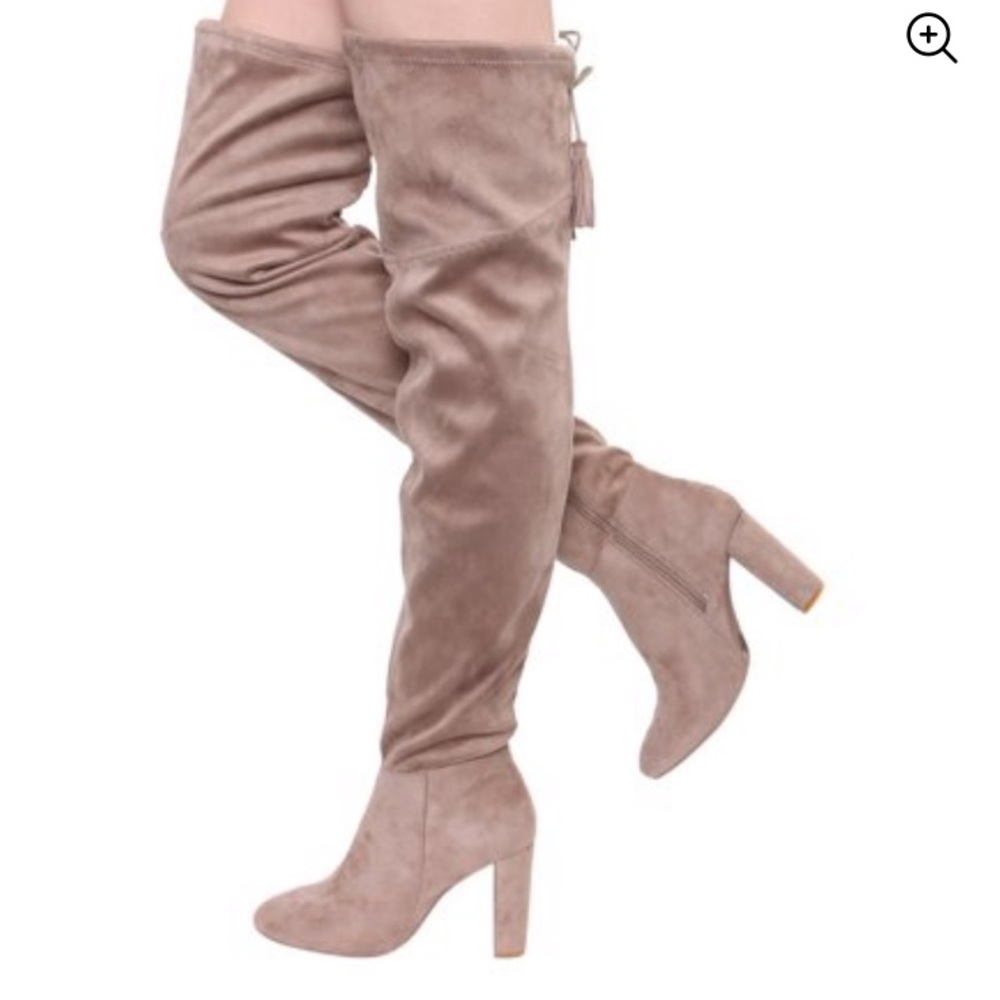 Over the knee block heel boots